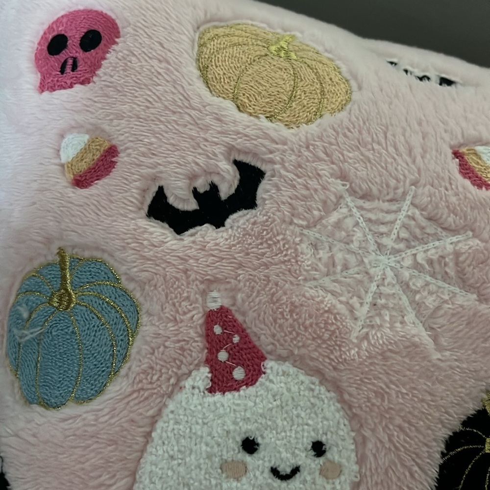 Cute Pink Halloween Pillow with Ghosts and Pumpkins 🎃 - Picture 3 of 7